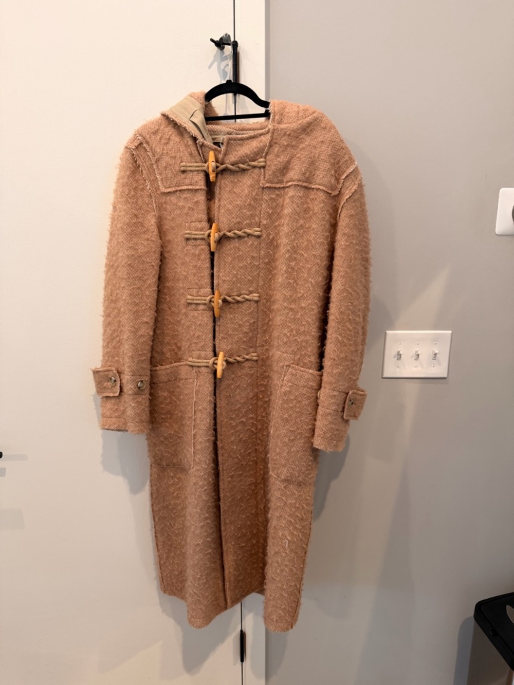 R13 Virgin Wool Long Toggle Coat in Camel